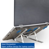 ACT Connectivity Laptopstandaard aluminium, opvouwbaar Aluminium, Hoogte verstelbaar in 7 standen