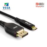 Club 3D USB-C naar DisplayPort DP80 bidirectioneel adapter Zwart, 1 meter, Vesa-gecertificeerd