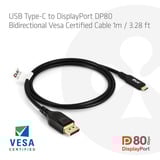 Club 3D USB-C naar DisplayPort DP80 bidirectioneel adapter Zwart, 1 meter, Vesa-gecertificeerd