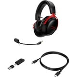 HyperX Cloud III Wireless  over-ear gaming headset Zwart/rood, PC, PlayStation 4, PlayStation 5