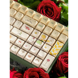Iqunix F97 Floral Date, gaming toetsenbord Groen/wit, US lay-out, Gateron Red, RGB leds, 96%, Hot-swappable, PBT, 2.4GHz | Bluetooth 5.1 | USB-C