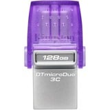 Kingston DataTraveler microDuo 3C 128 GB usb-stick Paars/transparant, USB-A + USB-C