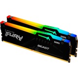 Kingston FURY 32 GB DDR5-6400 Kit werkgeheugen Zwart, KF564C32BBEAK2-32, Fury Beast RGB, XMP, EXPO