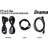 iiyama ProLite TE6514MIS-B2AG 65" 4K Ultra HD Public Display Zwart, 4x HDMI, 1x DisplayPort, USB-A, USB-C, RJ-45, WLAN, Touch, Sound