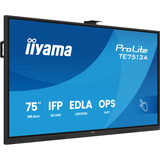 iiyama ProLite TE7513A-B3AG 75" 4K UHD touchscreen monitor Zwart, HDMI, DisplayPort, USB-C, Audio, LAN, WiFi-6E, BT 5.0, Android, Touch