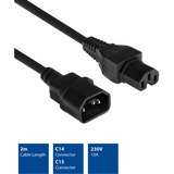 ACT Connectivity Netsnoer C14 - C15 zwart 2 m kabel Zwart