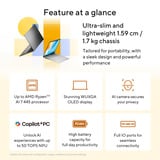 ASUS Vivobook S16 M3607GA-SH004W 16"  Copilot+ laptop Grijs | Ryzen 7 445 | Radeon 840M | 32 GB | 1 TB SSD | OLED