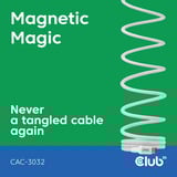 Club 3D USB-C Magnetic-Coil 240W PD3.1 White Cable, 2 meter kabel Wit