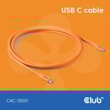 Club 3D USB C kabel, 2 meter Oranje