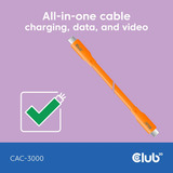 Club 3D USB C kabel, 2 meter Oranje
