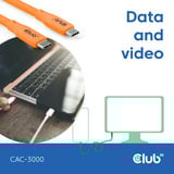 Club 3D USB C kabel, 2 meter Oranje