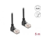 DeLOCK RJ45 Network Cable Cat.6A S/FTP Slim 90° upwards / upwards angled 5 m kabel Zwart