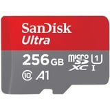 SanDisk Ultra 256 GB microSDXC geheugenkaart Grijs/rood, UHS-I U1, Class 10, A1