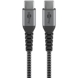 goobay USB-C > USB-C textielkabel met metalen aansluitingen Grijs/zilver, 0,5 meter