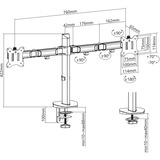 ACT Connectivity Monitorarm office, 2 schermen Zilver