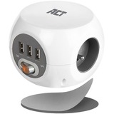 ACT Connectivity Stekkerdoos cube met 3 stopcontacten, USB-A-poorten, 1,5m (België) Wit