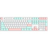 HelloGanss HS108T GC12, toetsenbord Wit/mint, US lay-out, Gateron Yellow, RGB leds, PBT Doubleshot keycaps, hot swap, 2,4 GHz / Bluetooth / USB-C