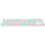 HelloGanss HS108T GC12, toetsenbord Wit/mint, US lay-out, Gateron Yellow, RGB leds, PBT Doubleshot keycaps, hot swap, 2,4 GHz / Bluetooth / USB-C