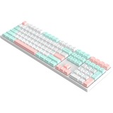 HelloGanss HS108T GC12, toetsenbord Wit/mint, US lay-out, Gateron Yellow, RGB leds, PBT Doubleshot keycaps, hot swap, 2,4 GHz / Bluetooth / USB-C