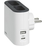 Legrand Corner contactstop met zijaansluiting stekkerdoos Wit/zwart