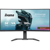 iiyama G-Master Red Eagle GCB3484WQSU-B1 34" Curved UltraWide gaming monitor Zwart, 180 Hz, HDMI, DisplayPort, Audio, AMD Free-Sync