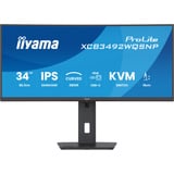 iiyama ProLite XCB3492WQSNP-B1 34" Curved UltraWide monitor Zwart, 1x DisplayPort, 2x HDMI, 3x USB-C, 2x USB-A, 1x RJ-45