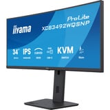 iiyama ProLite XCB3492WQSNP-B1 34" Curved UltraWide monitor Zwart, 1x DisplayPort, 2x HDMI, 3x USB-C, 2x USB-A, 1x RJ-45