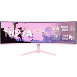 Arozzi Nova Curved 49" v2 UltraWide gaming monitor Roze, 1x DisplayPort, 2x HDMI, 1x USB-C, 2x USB-A, 165 Hz