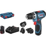 Bosch Accuschroefboormachine GSR 12V-15 FC Professional Blauw/zwart, L-BOXX, opzetstukken, oplader en 2 accu's inbegrepen 