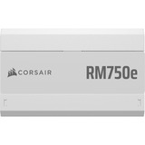 Corsair RM750e 80 Plus Gold White refurbished modulaire 750 watt voeding  Wit, 1x 12V-2x6, 1x PCIe, 1x 12 Pin High Power GPU, 1x PCIe, Kabelmanagement