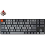 Keychron K8-H1, toetsenbord Grijs/grijs, US lay-out, Gateron Red, RGB leds, TKL, ABS, hot swap, Bluetooth 5.1