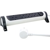 Legrand Monteerbare en draaibare meervoudige premium contactdoos stekkerdoos Wit (mat)/zwart (mat), 4-voudig, 1,5 meter snoer