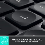 Logitech MX Keys Advanced Wireless Keyboard met wristrest, toetsenbord Zwart, US international ISO, Bluetooth