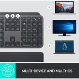 Logitech MX Keys Advanced Wireless Keyboard met wristrest, toetsenbord Zwart, US international ISO, Bluetooth