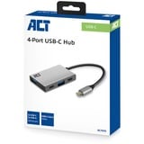 ACT Connectivity USB-C Hub 4-Port met 2x USB-C en 2x USB-A usb-hub Grijs, 10Gbit/s