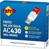 FRITZ! WLAN Stick AC 430 MU-MIMO wlan adapter Wit/rood