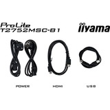 iiyama ProLite T2752MSC-B1 27" touchscreen monitor Zwart, Touch, HDMI, DisplayPort, USB, Audio 