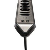 Brennenstuhl estilo hoekstopcontact 4-voudig 6-voudige stekkerdoos met usb Zwart/roestvrij staal, 6x stekker, 2x USB-A