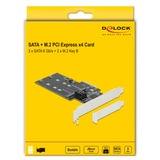 DeLOCK 3 Port SATA en 2 slot M.2 key B PCI Express x4 Card Low Profile interface kaart 
