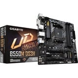 GIGABYTE B550M DS3H socket AM4 moederbord Zwart/grijs, RAID, Gb-LAN, Sound, µATX