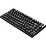 HelloGanss HS75T Black RGB mechanisch toetsenbord Zwart, US lay-out (QWERTY), Gateron G Pro Silver, 75%, RGB leds, PBT Doubleshot keycaps, hot swap, 2,4 GHz | Bluetooth | USB-C