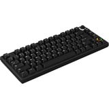 HelloGanss HS75T Black, toetsenbord Zwart, US lay-out, Gateron G Pro Silver, 75%, RGB leds, PBT Doubleshot keycaps, hot swap, 2,4 GHz / Bluetooth / USB-C