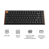 Keychron K3 Max SE QMK Wireless Custom Mechanical Keyboard, toetsenbord Zwart/houtkleur, US lay-out, Keychron Milk POM Banana, 75%, RGB, Hot swap, 2.4 GHz / Bluetooth 5.3 / USB-C