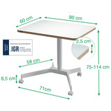 Leitz Ergo Mobiel Zit-Sta Bureau (80x60 cm) tafel Wit