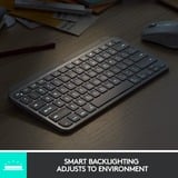 Logitech MX Keys Mini Minimalist Wireless Illuminated Keyboard, toetsenbord Lichtroze, US lay-out, Bluetooth