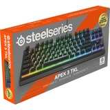 SteelSeries Apex 3 TKL, gaming toetsenbord Zwart, US lay-out, SteelSeries Whisper-Quiet, RGB leds, TKL