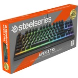 SteelSeries Apex 3 TKL, gaming toetsenbord US lay-out, SteelSeries Whisper-Quiet, RGB leds, TKL