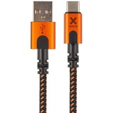 Xtorm Xtreme USB naar USB-C kabel 60W Oranje/zwart, 1,5 meter