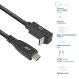 ACT Connectivity USB 3.2 USB-C (recht) naar USB-C (omhoog/omlaag haaks) kabel Zwart, 10 Gbit/s, 60W, 1 meter