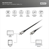 Digitus USB-C 4 Gen2- USB-C-verbindingskabel Zwart/grijs, 3 meter